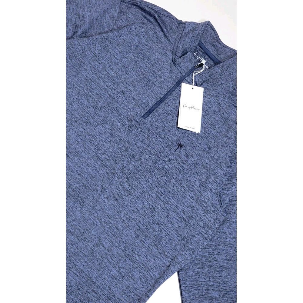 Kenny Flowers Golf Heather Blue Quarter Zip Long Sleeve Shirt Men's Medium New